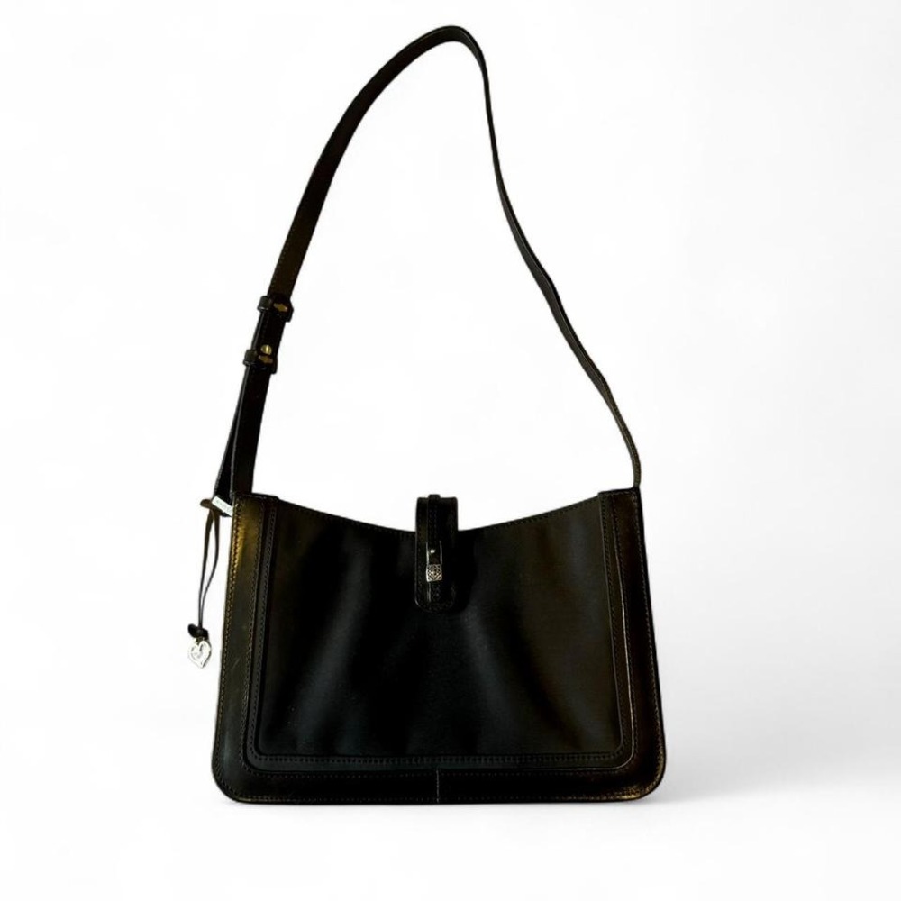 Brighton Purse Black Leather Trim And Nylon Shoulder Bag Small Evening